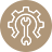 A white and brown icon of a wrench in the middle.