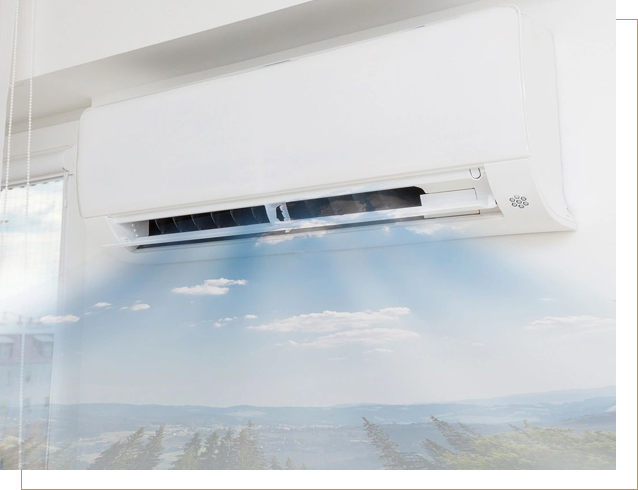 A window air conditioner is blowing cold wind.